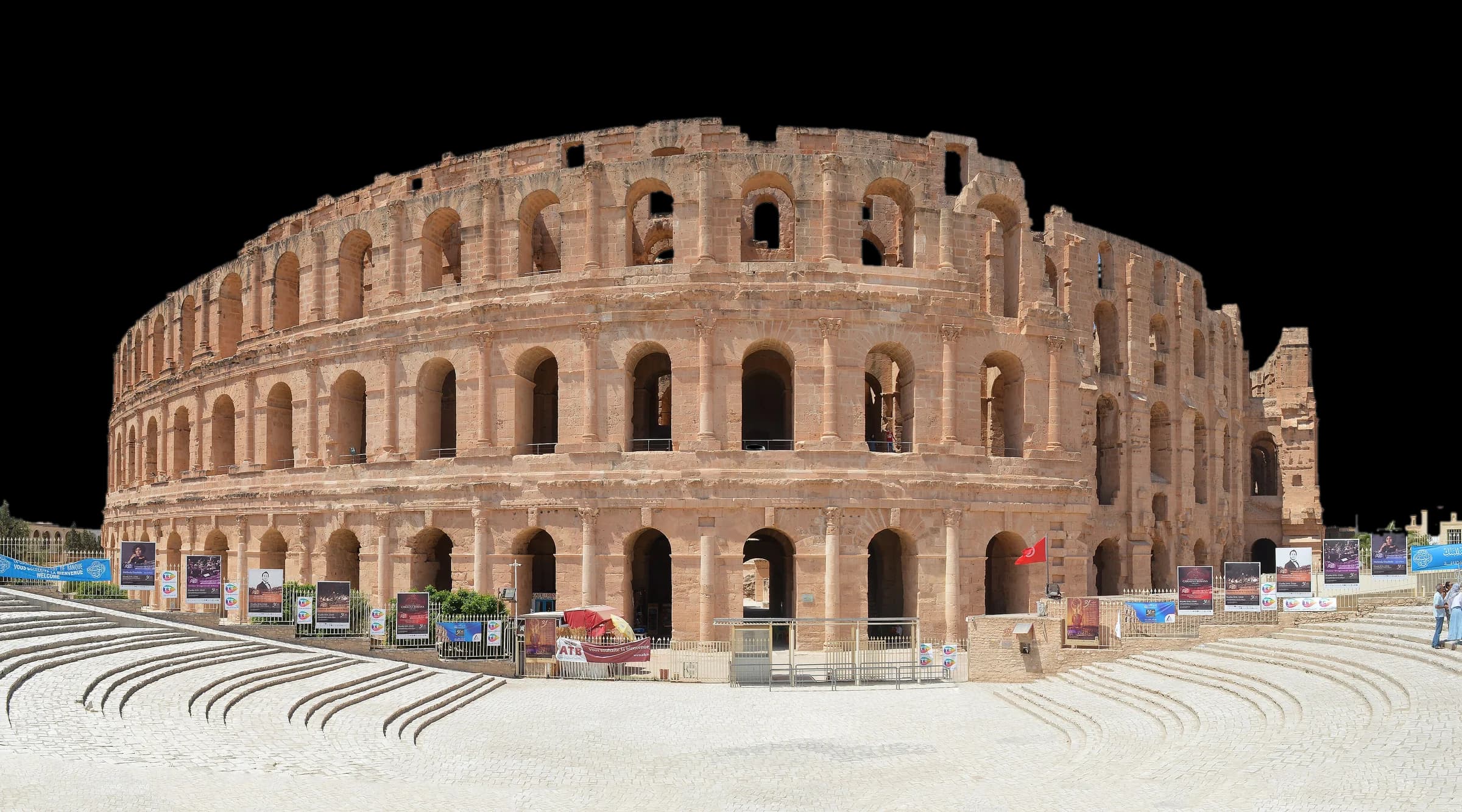 The Roman amphitheatre of El Jem, seen from the square in front of it